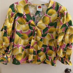 Farm Rio Women's Pink Lemon Print Top & Skirt